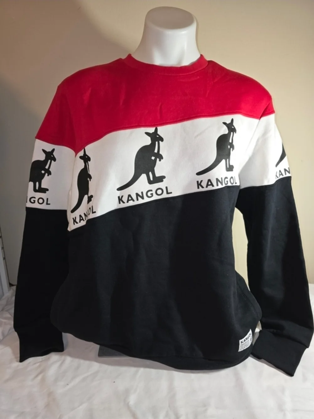 Kangol Men's Colorblock Red/White/Black Logo Sweatshirt-unisex